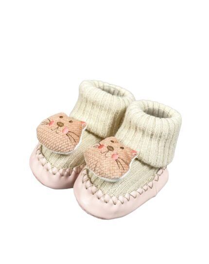 Carton Motif Ankle High Socks Shoes For Babies Anti Skid - Melon
