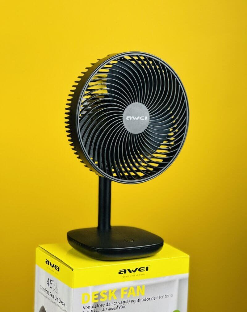 Awei F23 Portable USB Rechargeable Desk Fan (4000mAh)- Black Color